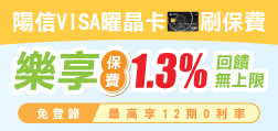 陽信VISA曜晶卡 新戶樂享滿額好禮贈