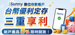 iSunny數位存款帳戶 台幣優利定存 三重享利